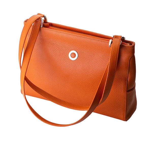 Bolso de mujer naranja de moda sobre un fondo blanco Cortar aislado