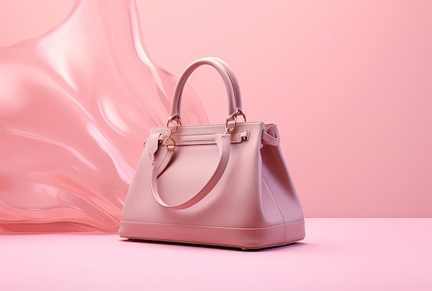 el bolso de mujer sobre un fondo rosa