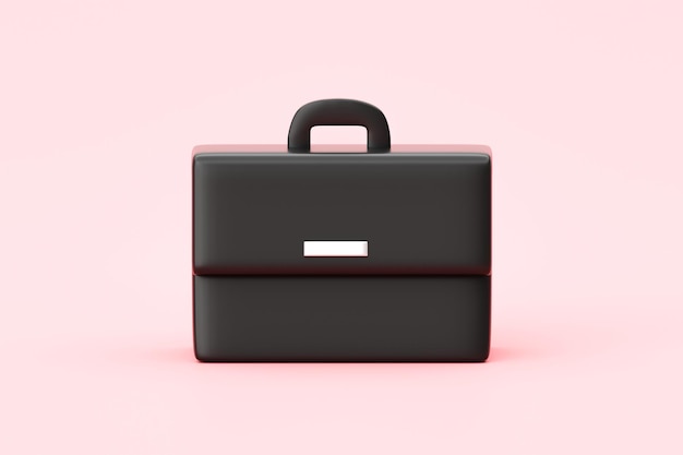 Foto bolso de negocios de maletín 3d negro aislado en el fondo del concepto de ilustración de maleta de mango de trabajo profesional o icono de maletín de documento de administrador y equipaje de almacenamiento de educación de empresario