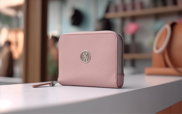 Un bolso rosa con un logo que dice yw.