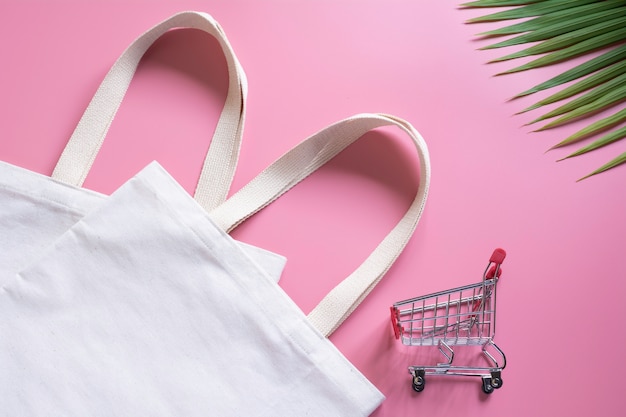 Bolso tote blanco tela tela y carro de picar