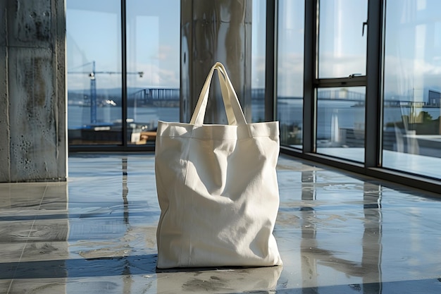 Bolso Tote Branco no Chão de Cimento no Estilo VRay