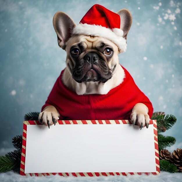 bom cão bom bulldog francês texto modelo de logotipo de dezembro modelo de Natal