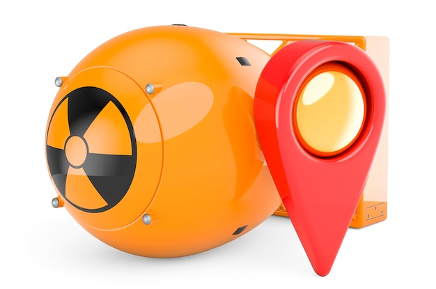 Bomba atômica com renderização 3D de ponteiro de mapa