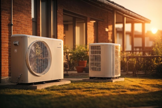 Bomba de calor de fonte de ar instalada num edifício residencial a gerador