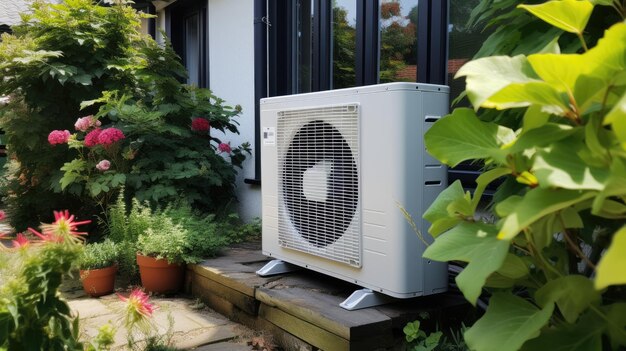 Bomba de calor instalada num edifício residencial Energia limpa e verde