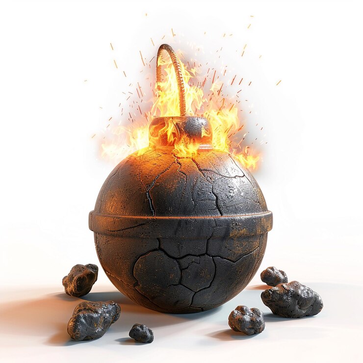 Bomba en llamas con fusible