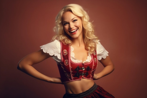 bomba loira gostosa vestindo dirndl tradicional bávaro menina alemã