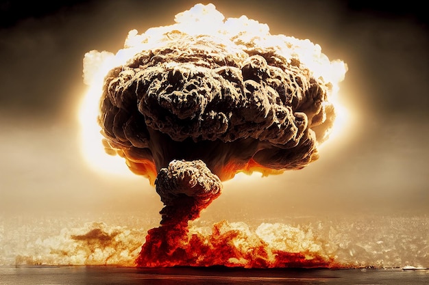 Bomba de nube de hongo nuclear Explosión masiva Arte 3D Ilustración apocalíptica