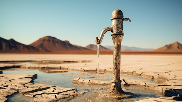 Foto bombear água no poço de água no deserto