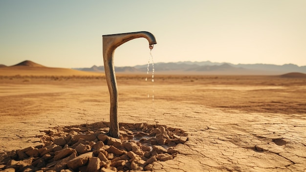 Foto bombear água no poço de água no deserto