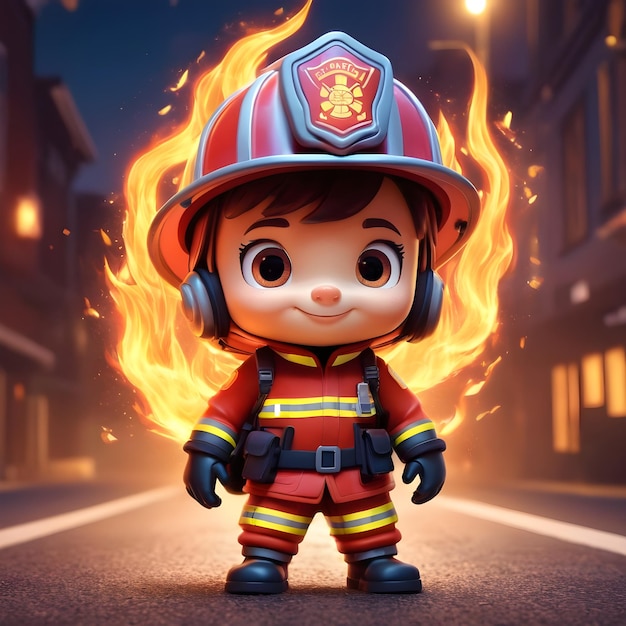 Foto bombeiro de desenho animado de fantasia mágica