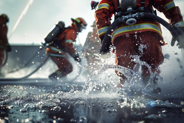 bombeiros apagando um incêndio IA geradora