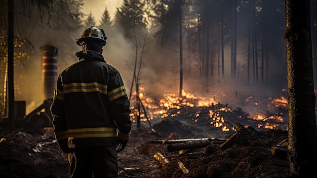 bombeiros no local dos incêndios