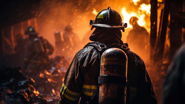 bombeiros vão a uma casa em chamas para apagar um incêndio generativo ai