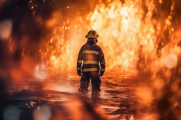 Bombero bombero seguridad de emergencia humo rescate equipo uniforme bombero IA generativa