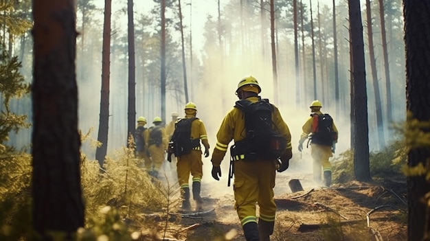 Bombero en un bosque caliente IA generativa