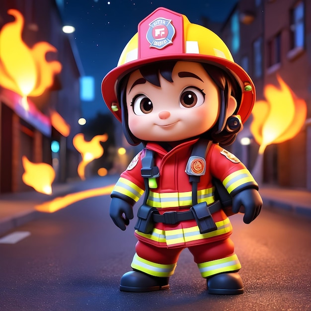 Foto el bombero de dibujos animados de fantasía mágica
