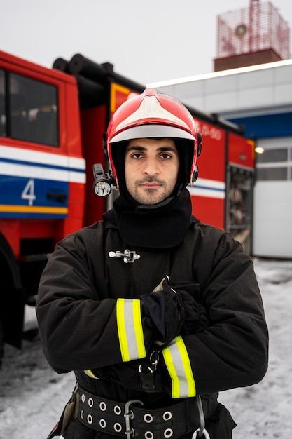 Foto bombero listo para su misión.