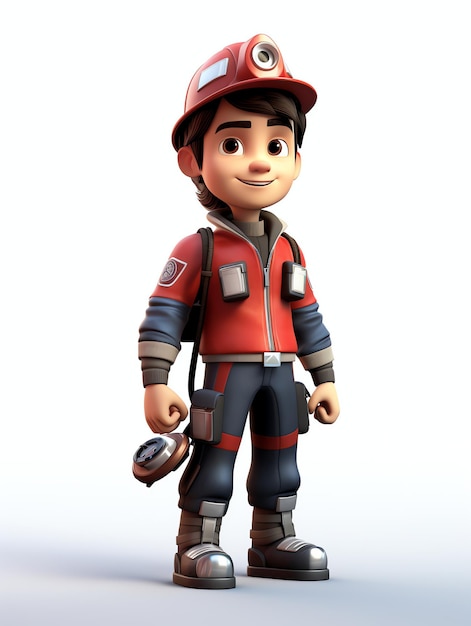 Bombero de retratos de personajes de Pixar en 3D