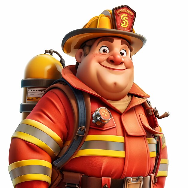 Foto un bombero con un sombrero de bombero y un uniforme de fireman