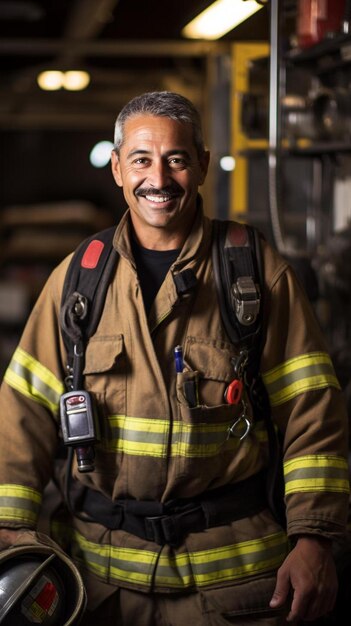 Foto un bombero con un uniforme de bombero con el número 1 en la espalda