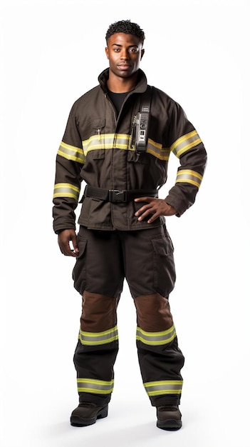 Foto un bombero con un uniforme de bombero con el número 4 en él