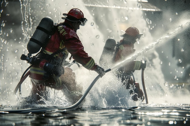 los bomberos apagando un incendio IA generativa