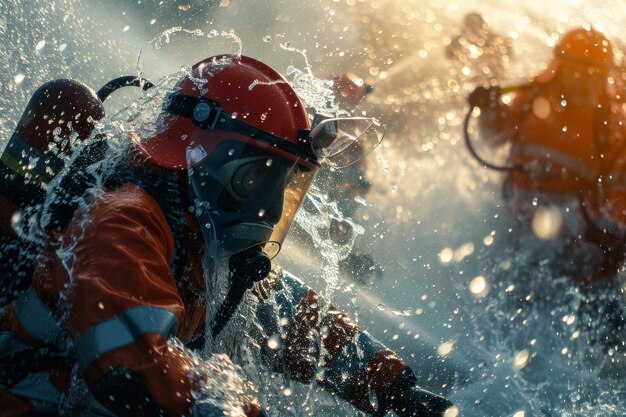 los bomberos apagando un incendio IA generativa