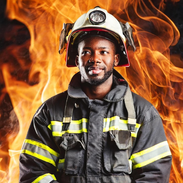 Bomberos con fondode de Fuego