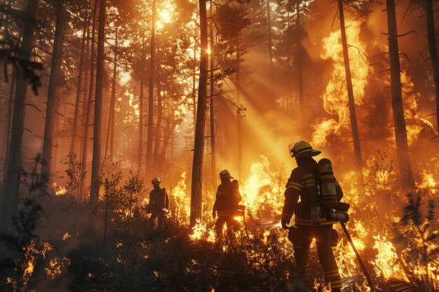 Los bomberos luchan contra los incendios forestales