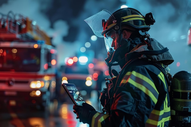 Bomberos que utilizan la tecnología g