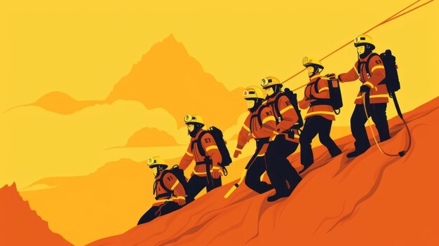 los bomberos rescatando a la gente vector