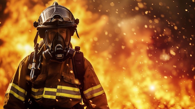 Bomberos con uniforme de protección