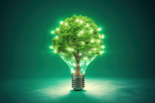 Bombilla de árbol ecológico de energía verde Generar Ai