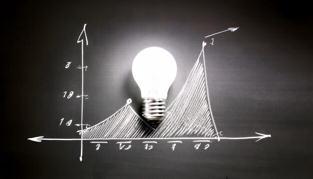 Bombilla con una idea de gráfico de crecimiento e innovación