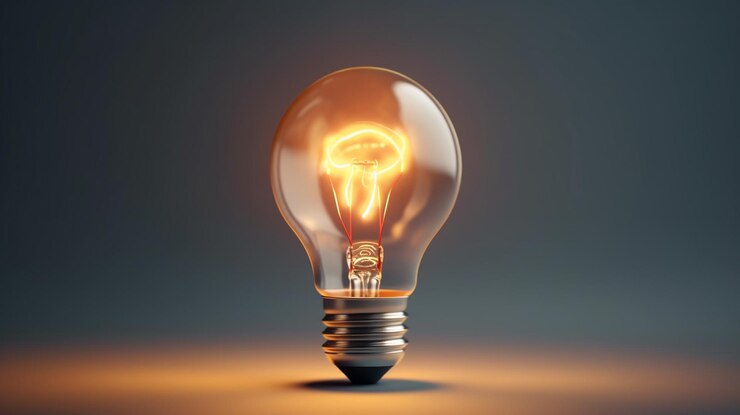 Bombilla incandescente sobre fondo oscurogenerativo ai