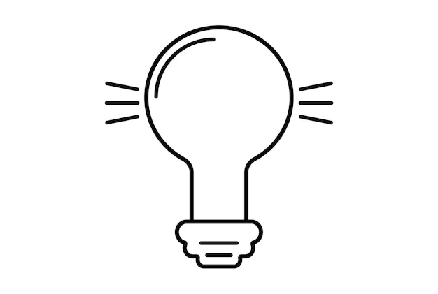 Bombilla línea plana icono negro ciencia contorno símbolo aplicación web signo
