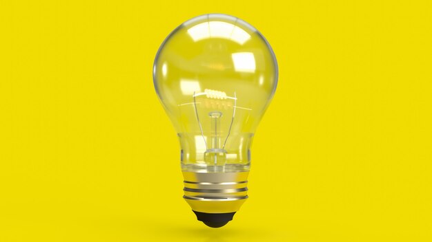 Foto la bombilla de luz sobre fondo amarillo para la educación o el concepto creativo representación 3d
