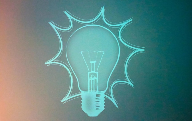Bombilla que representa la generación de ideas para negocios sobre fondo degradado cian idea de negocio Pensamiento creativo