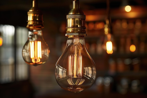 Foto bombillas de filamento de estilo edison de época para decoración