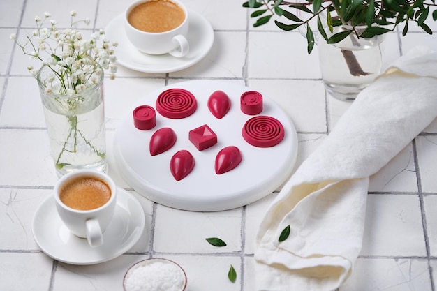 Bombons com recheio de coco e café expresso para um deleite delicioso para sua amada