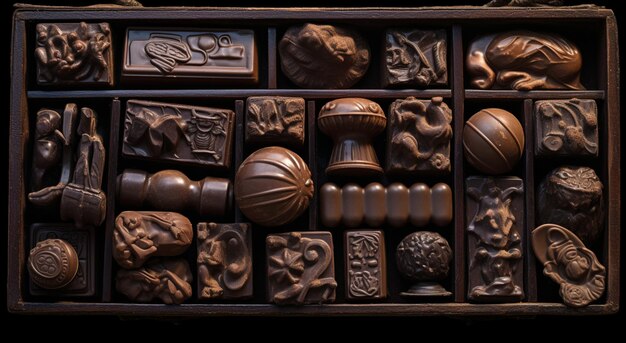 bombons variados em caixa de chocolate estilo keith carter