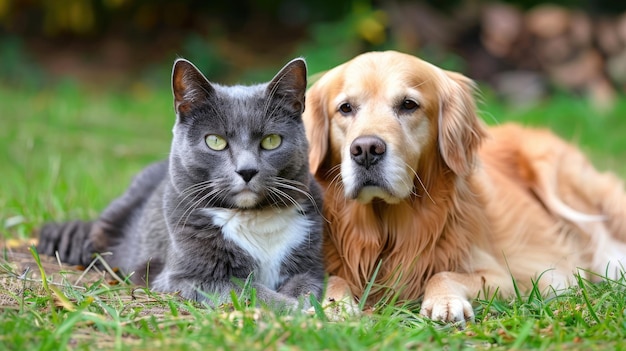 Bonded British Cat und Golden Retriever