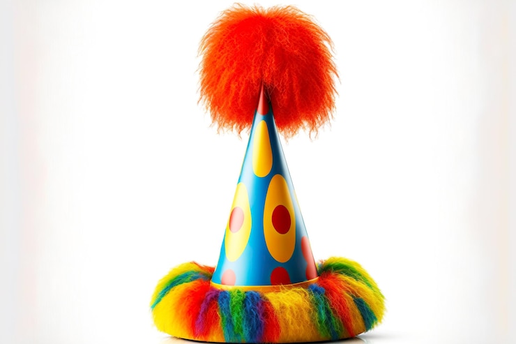 Foto boné de palhaço festivo para aniversário isolado em fundo branco
