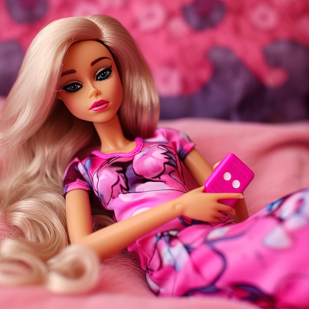 Boneca Barbie com cores rosa