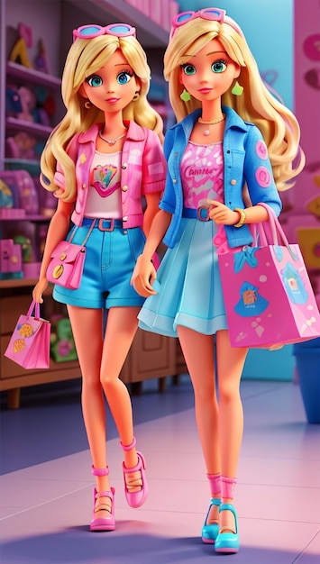 Boneca barbie com roupa de verão da moda