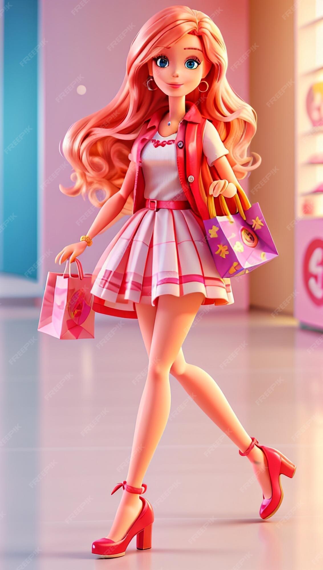 Roupa de verão da barbie de fundo rosa