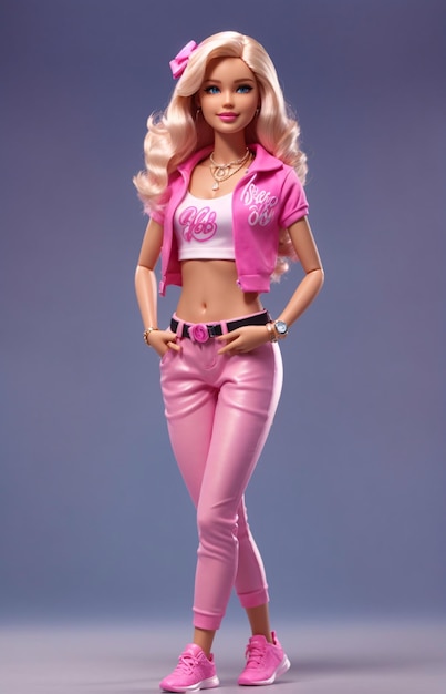 Boneca barbie em roupa de rua urbana de hip hop