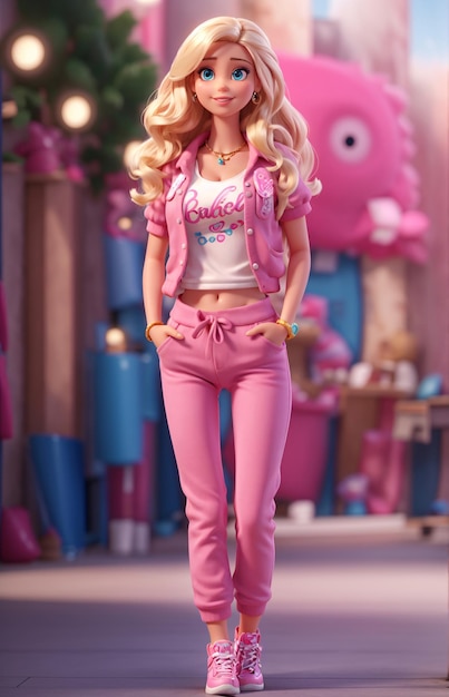 Boneca Barbie em roupa de rua urbana de hip hop